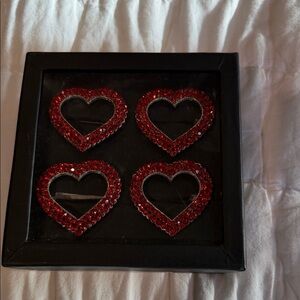 Tahari Red Heart Napkin Rings